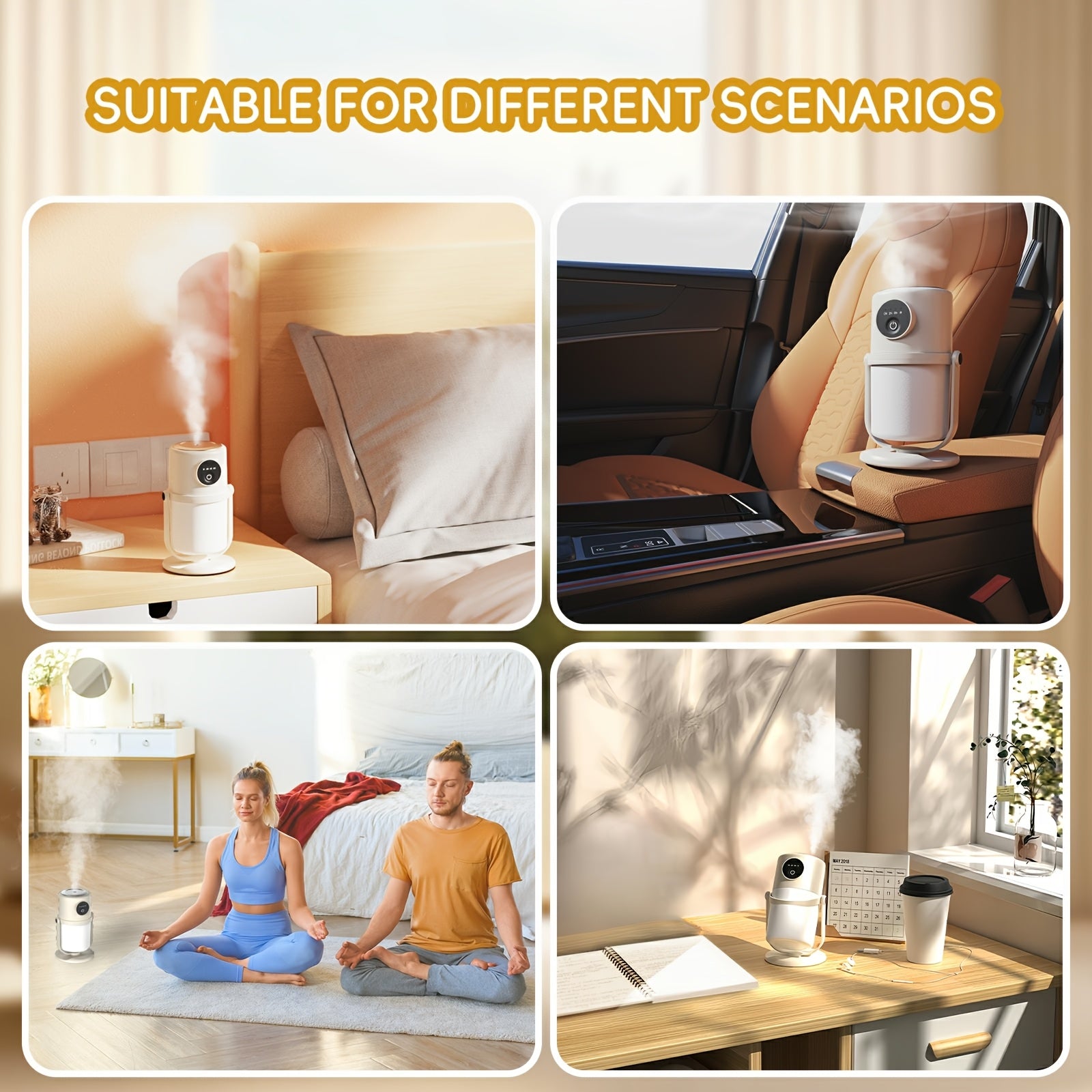 Humidifiers For Bedroom Cool Mist Humidifiers(Summer), Quiet Cool Mist Humidifier, Bedroom Bedside Humidifier, Desktop Air Diffuser, USB Powered, Adjustable Brightness Air Humidifier With Lighting, Suitable For Desks, Homes A